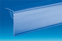 Porte-étiquette tablette verre éxtrudé transparent à clipser 40 x 1000 mm