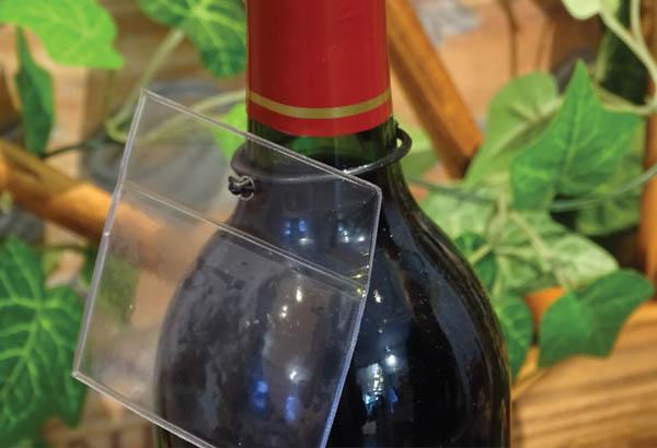 Porte étiquette en nylon noir pour bouteille de Ø 45 mm