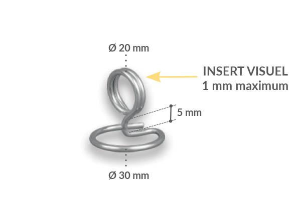Pince spirale de Ø 20 mm avec base à poser de Ø 30 mm en métal - Tige 30 mm