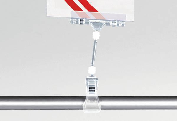 Pince articulée avec ressort métal sur tige et base tube - 80 x 100 mm