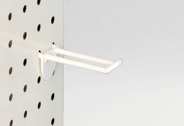 Broche plastique double de Ø 6 mm blanche pour fond perforé - Longueur 100 mm