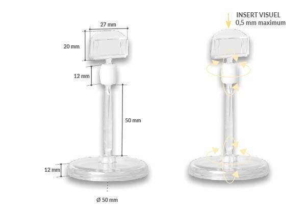 Pince plate articulée avec base à poser de Ø 50 mm - Tge de 50 mm