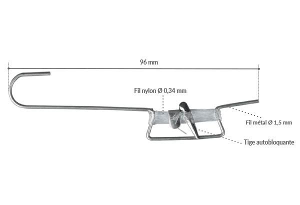 Tige crochet à fil nylon et crochet de Ø 18 mm - Réglable jusqu'à 1200 mm