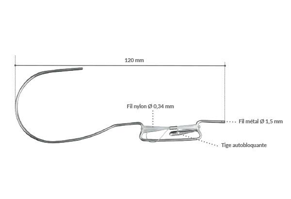 Tige crochet à fil nylon et crochet de Ø 42 mm - Réglable jusqu'à 1500 mm