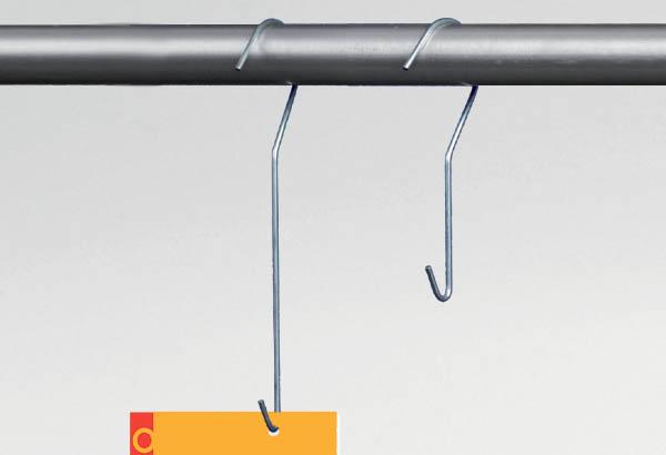 Tige crochet fixe métallique pour tube rond - Longueur 100 mm