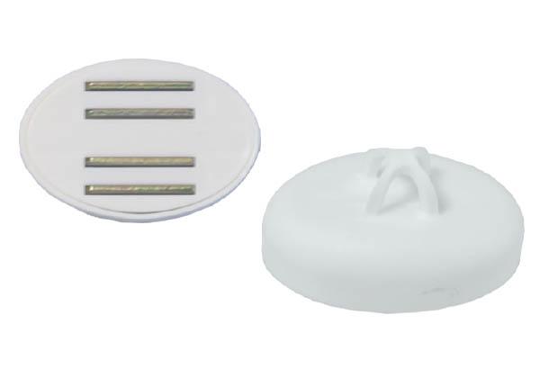 Aimant oblong blanc avec crochet fermé - 60 x 40 mm et force de 8 kg