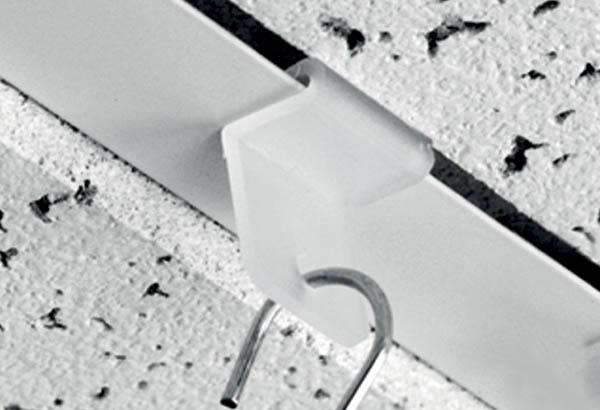 Attache parallèle au rail pour faux plafond et crochet fermé - Universel