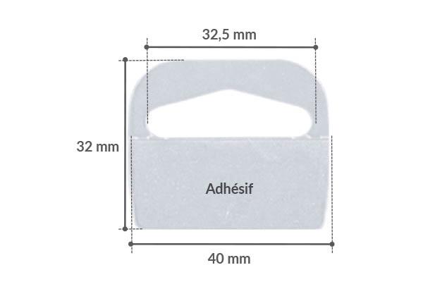 Hang Tab Delta rigide et pliable en PET adhésivé - Poids maxi 500g - 40 x 32 mm