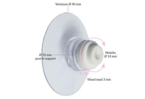 Ventouse puissante de Ø 40 mm avec vis blanche