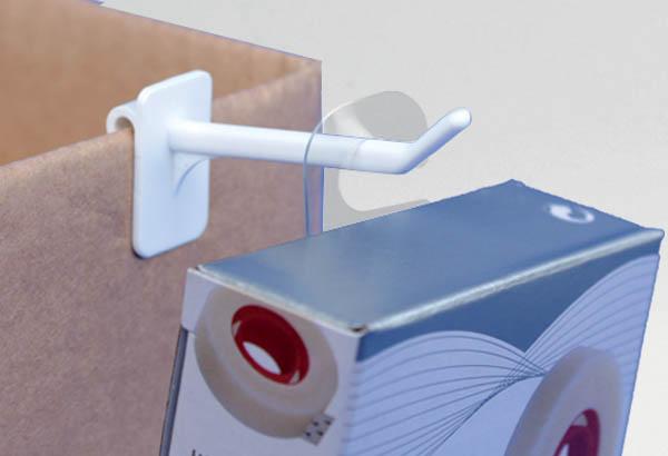 Hang-Tab rigide crochet ouvert en PET adhésivé - Poids maxi 300g - 27 x 40 mm