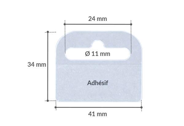 Hang Tab Euroslot rigide en PET adhésivé - Poids maxi 500g - 40 x 34 mm