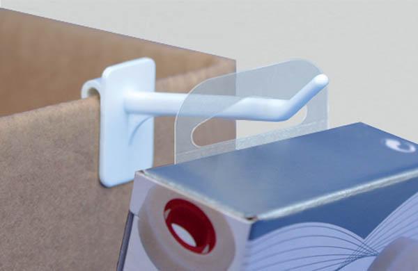 Hang-Tab Delta rigide en PET adhésivé - Poids maxi 600g - 40 x 35 mm