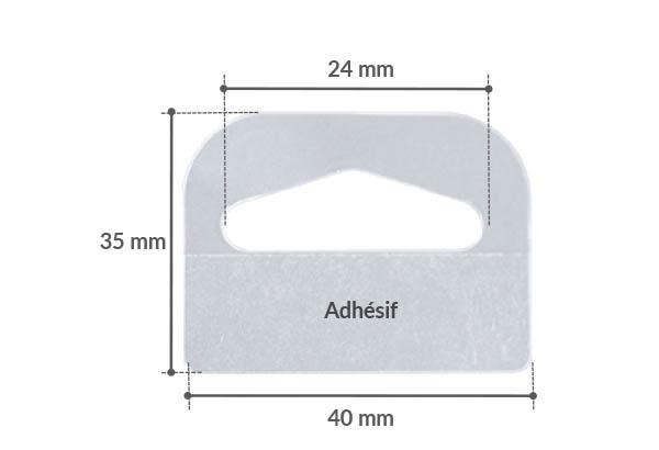 Hang Tab Delta rigide en PET adhésivé - Poids maxi 600g - 40 x 35 mm