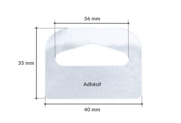 Renfort blister Delta rigide en PET adhésivé - Poids maxi 200g - 40 x 35 mm