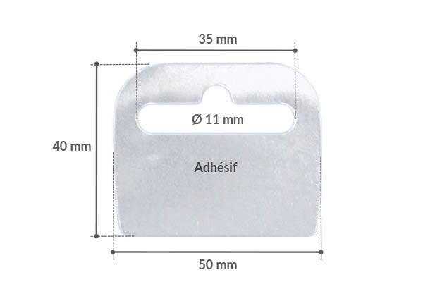 Renfort blister Euroslot rigide en PET adhésivé - Poids maxi 200g - 50 x 40 mm