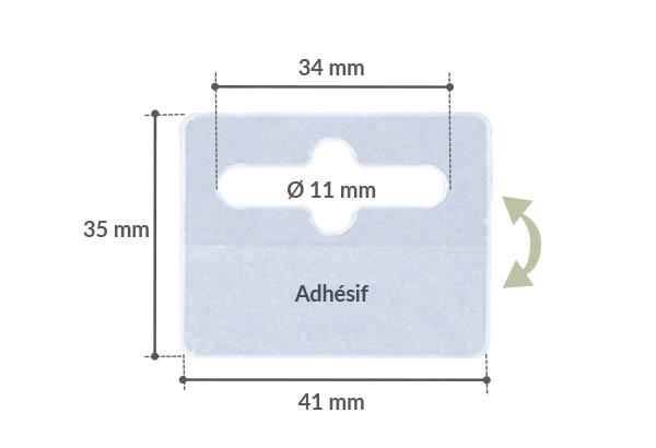 Hang Tab Euroslot flexible en PET adhésivé - Poids maxi 150g - 41 x 35 mm