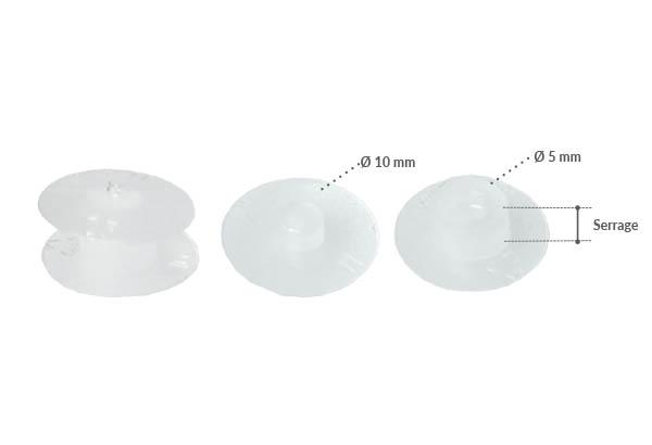 Rivet pression écrou de Ø 10 mm translucide avec serrage non permanent de 2.5 mm
