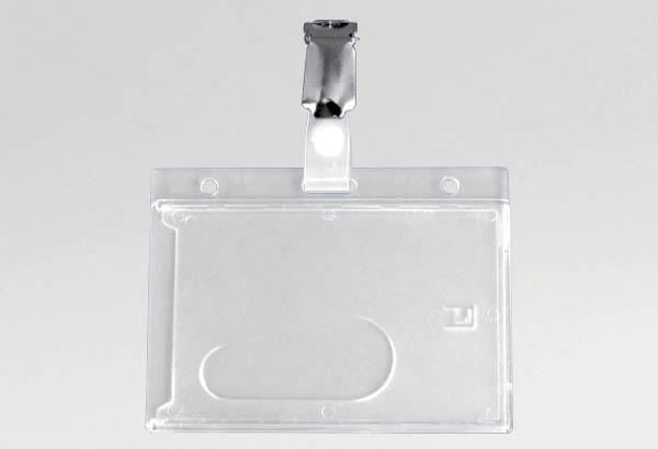 Badge pince en polycarbonate avec pince bretelle - 92 x 69 mm