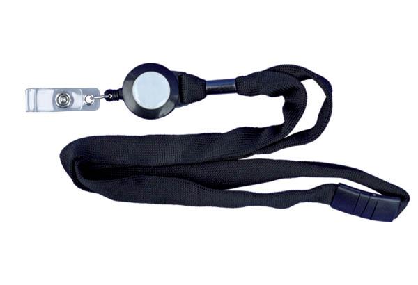 Enrouleur avec lacet noir pour badge - Longueur totale de 1060 mm
