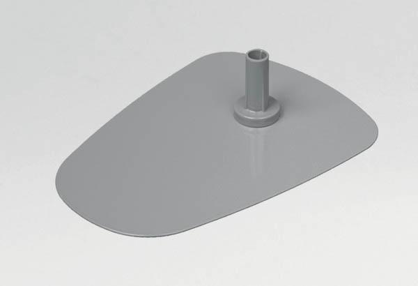 Socle rectangulaire gris de 175 x 235 mm en métal pour tige de Ø 12 mm