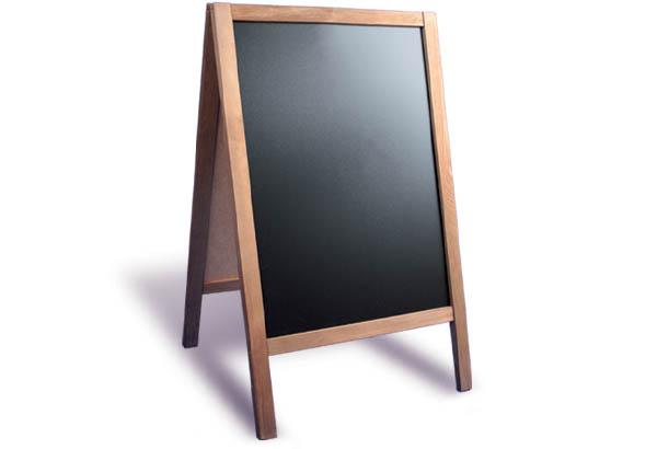 Chevalet 2 faces support bois et panneau ardoisine - 650 x 1180 mm - Profil 60 mm