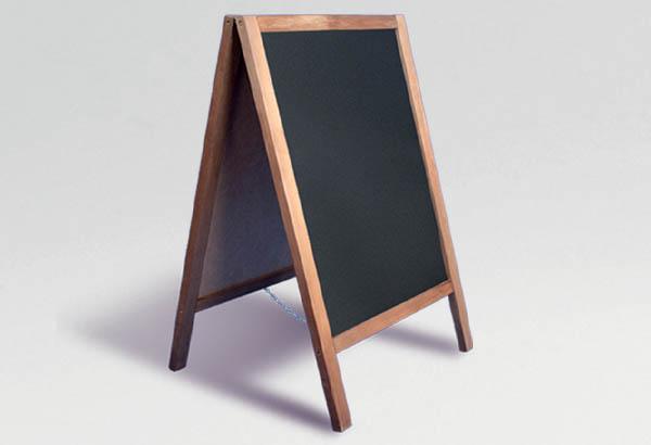 Chevalet 2 faces support bois et panneau ardoisine - 610 x 1180 mm - Profil 40 mm