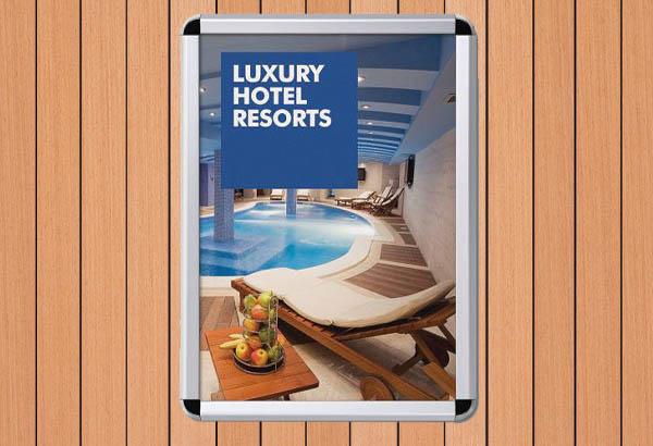 Cadre clippant mural en aluminium profil 32 mm - Format A0 - Coins ronds