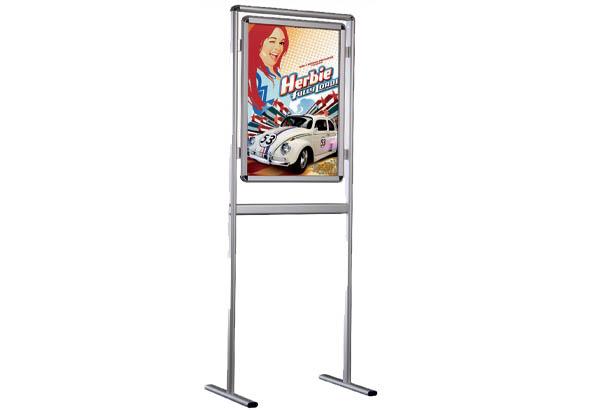 Cadre clippant A1 sur pied en aluminium 2 faces - Profil de 32 mm - Coins ronds