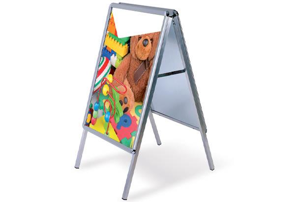 Chevalet cadre clippant 2 faces avec profil de 25 mm - Format A1 - Coins ronds