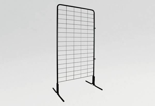 Grille d'exposition sur pied en métal laquée époxy noir - 1000 x 2000 mm