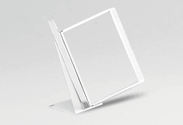 Porte-pochettes de comptoir à poser en métal laqué blanc - 20 pochettes A4 gris