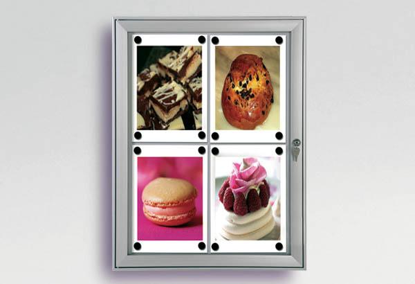 Vitrine en aluminium pour extérieur avec verrouillage - Vitrine 2 x 2 - 4 formats A4