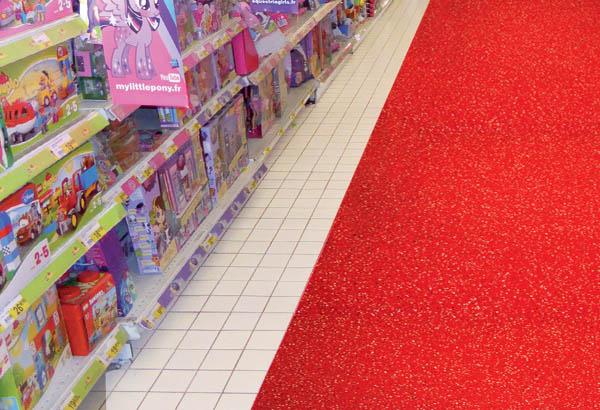 Rouleau moquette Carfloor® 370 à thème de 100 cm x 15 m - Rouge pailletée Noël