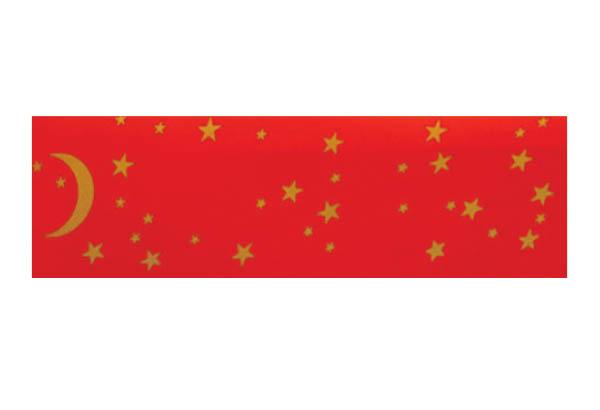 Rouleau de jupe de palette Calcolor® à thème de 60 cm x 50 m - Rouge / Etoilé Or