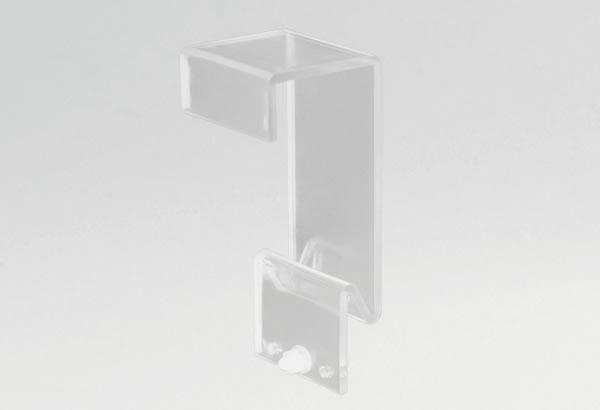 Patte d'accroche Profil'Up® en PVC transparent pour barre carrée de suspension
