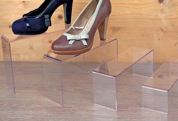 Jeu de 4 supports gigognes rectangulaires en plexi de 3 mm avec chants polis