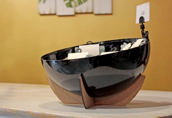 Vasque demi sphère en plastique de Ø 25 cm (sans le support) - Noir