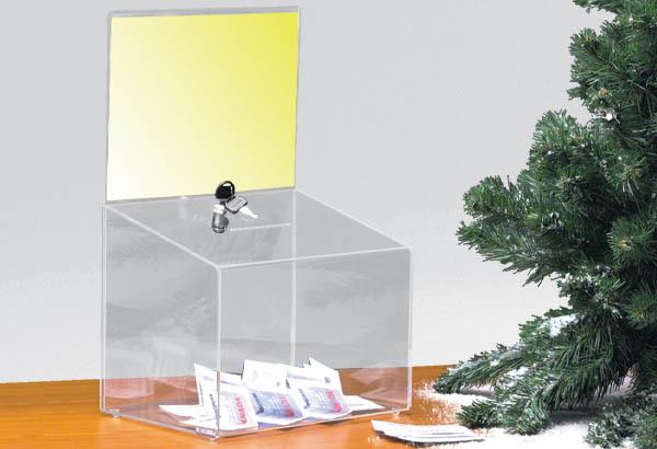 Urne avec serrure à poser en acrylique avec porte visuels - 12 litres