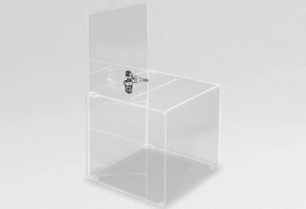 Urne avec serrure à poser en acrylique avec porte-visuels - 8 litres