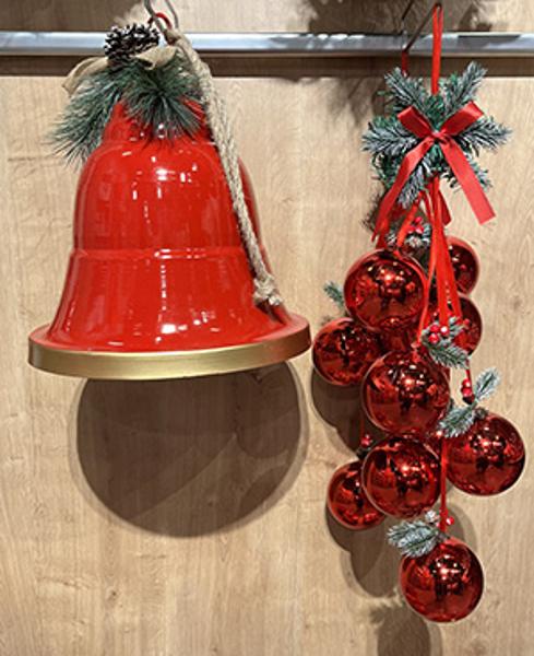 Suspension de 6 boules rouges - Hauteur 21 cm - 20 x 10 cm