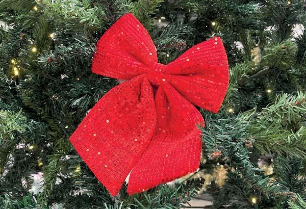 NOEUD DECO SEQUINS 39 X 47 CM ROUGE