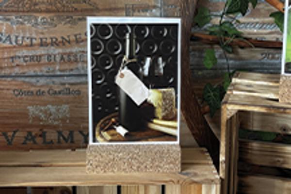 Porte visuel en liège avec rainure pour visuel de format A5 de 2 mm d'épaisseur