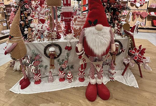 Gnome télescopique HO HO HO rouge - Hauteur 127 à 172 cm