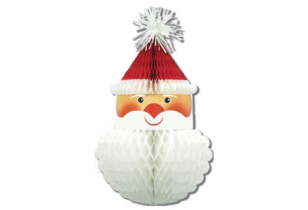 Boule en tête de Père Noël en papier alvéolé - Hauteur 74 cm