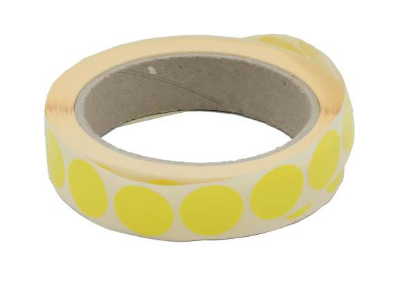 Pastilles adhésives jaunes Ø 20 mm en rouleau de 1000