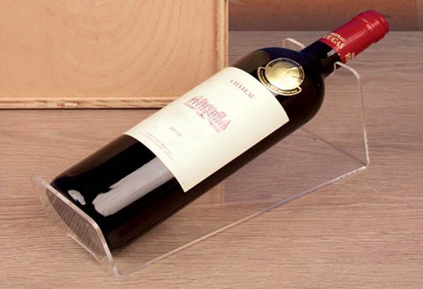 Présentoir en plexi de 3 mm pour bouteille avec Ø de 35 mm - 110 x 85 x 240 mm