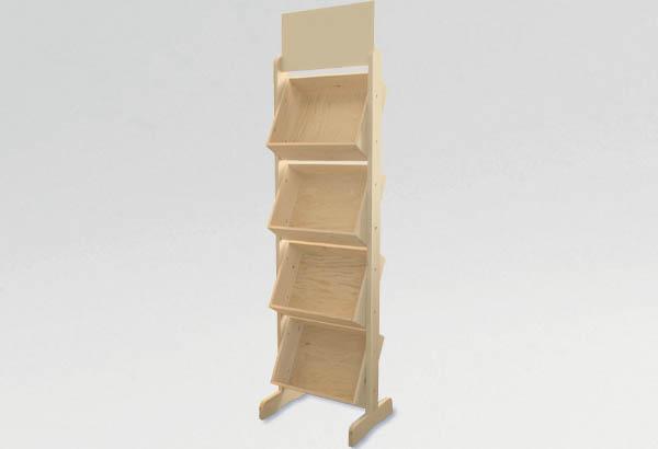 Présentoir en bois avec porte fronton amovible - 2025 x 555 x 450 mm