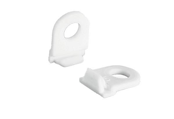 Crochet simple en PVC blanc pour profil clippant