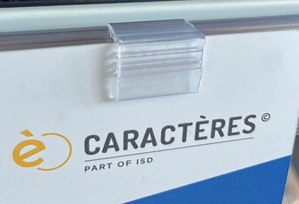 Accroche double grip U facing fixe - Rail électronique ou porte étiquettes broche