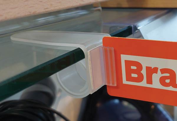 Clip escargot drapeau en PVC avec grip - Tablettes de 3 à 40 mm